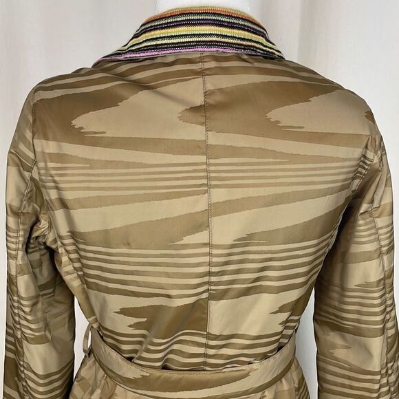 Sport Missoni Tan Wood Grain Printed Belted Lightweight Puffer Jacket sz 42 / US - Picture 9 of 12
